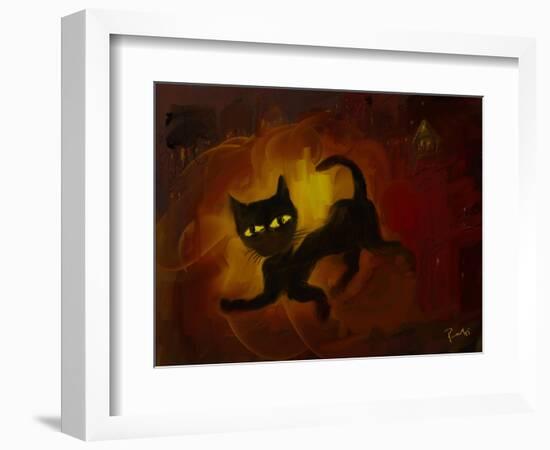 the black cat-Rabi Khan-Framed Art Print