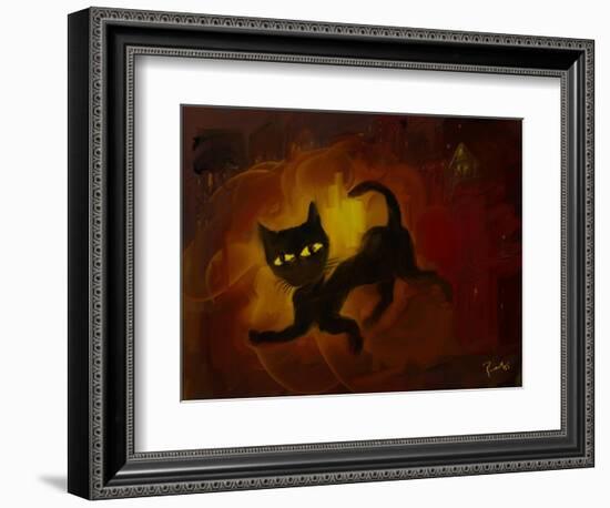 the black cat-Rabi Khan-Framed Art Print