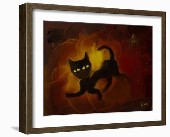 the black cat-Rabi Khan-Framed Art Print