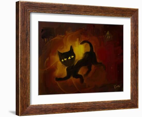 the black cat-Rabi Khan-Framed Art Print