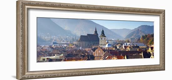 The Black Church and Clock Tower, Piata Sfatului, Brasov, Transylvania, Romania-Doug Pearson-Framed Photographic Print