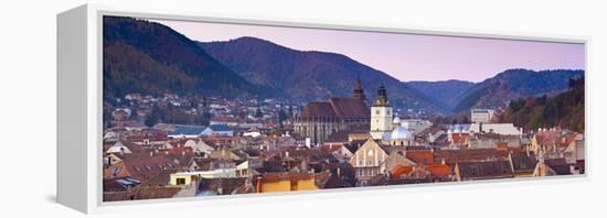 The Black Church and Town Hall Clock Tower Illuminated at Dawn, Piata Sfatului, Brasov, Transylvani-Doug Pearson-Framed Premier Image Canvas