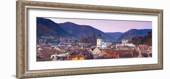 The Black Church and Town Hall Clock Tower Illuminated at Dawn, Piata Sfatului, Brasov, Transylvani-Doug Pearson-Framed Photographic Print