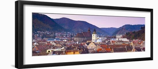 The Black Church and Town Hall Clock Tower Illuminated at Dawn, Piata Sfatului, Brasov, Transylvani-Doug Pearson-Framed Photographic Print