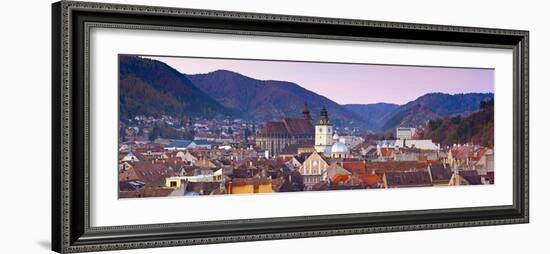 The Black Church and Town Hall Clock Tower Illuminated at Dawn, Piata Sfatului, Brasov, Transylvani-Doug Pearson-Framed Photographic Print