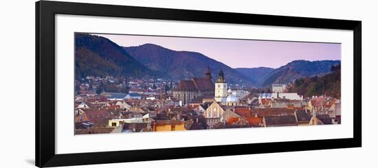 The Black Church and Town Hall Clock Tower Illuminated at Dawn, Piata Sfatului, Brasov, Transylvani-Doug Pearson-Framed Photographic Print