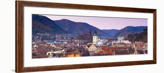 The Black Church and Town Hall Clock Tower Illuminated at Dawn, Piata Sfatului, Brasov, Transylvani-Doug Pearson-Framed Photographic Print