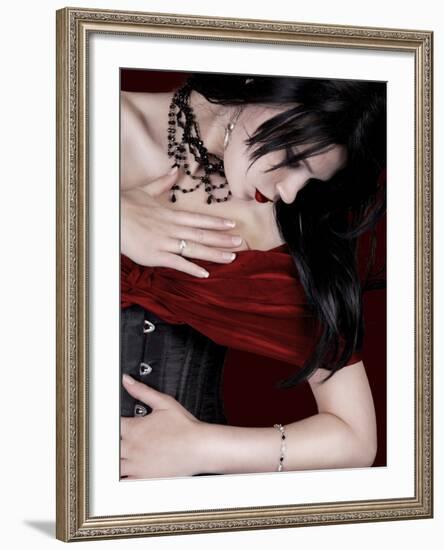 The Black Corset-Lynne Davies-Framed Photographic Print