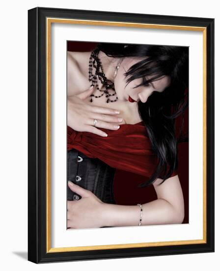 The Black Corset-Lynne Davies-Framed Photographic Print