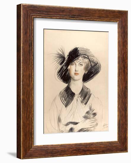 The Black Hat-Paul Cesar Helleu-Framed Premium Giclee Print