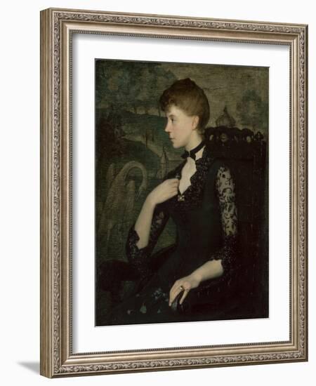 The Black Lace Dress (Portrait of the Artist's Wife), 1885 (Oil on Canvas)-Julian Alden Weir-Framed Giclee Print