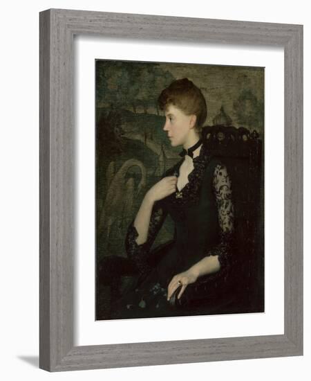 The Black Lace Dress (Portrait of the Artist's Wife), 1885 (Oil on Canvas)-Julian Alden Weir-Framed Giclee Print