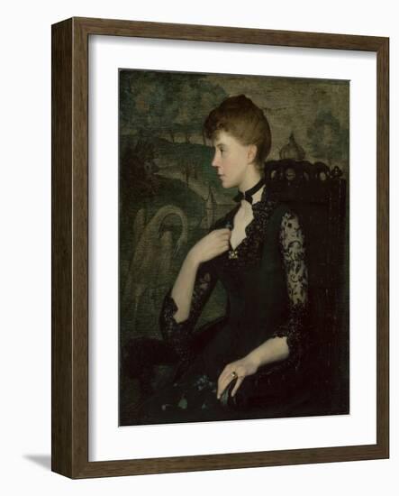 The Black Lace Dress (Portrait of the Artist's Wife), 1885 (Oil on Canvas)-Julian Alden Weir-Framed Giclee Print