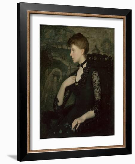 The Black Lace Dress (Portrait of the Artist's Wife), 1885 (Oil on Canvas)-Julian Alden Weir-Framed Giclee Print