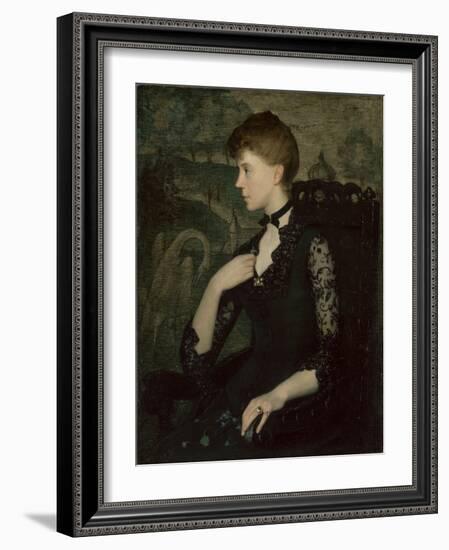 The Black Lace Dress (Portrait of the Artist's Wife), 1885 (Oil on Canvas)-Julian Alden Weir-Framed Giclee Print