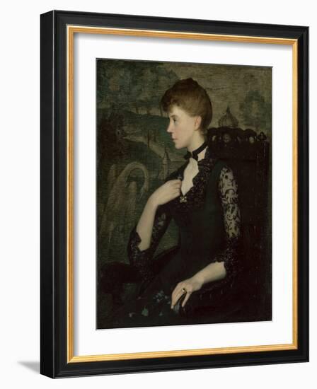 The Black Lace Dress (Portrait of the Artist's Wife), 1885 (Oil on Canvas)-Julian Alden Weir-Framed Giclee Print