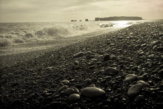 The Black Pebble Beach Of Reynisfjara Looking West To Lava Arch The Black Pebble Beach Of Reynisfjara Looking West To Lava Arch Dyrholaey Photographic Print By Bill Marr Art