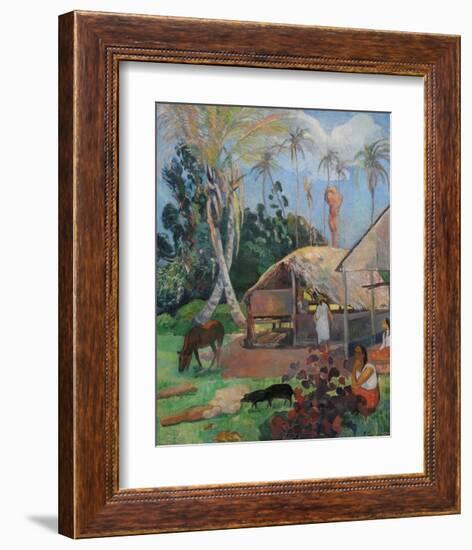 The Black Pigs-Paul Gauguin-Framed Art Print