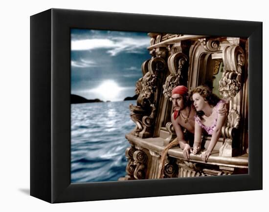 THE BLACK SWANN, 1942 directed by HENRY KING Tyrone Power and Maureen O'Hara (photo)-null-Framed Stretched Canvas