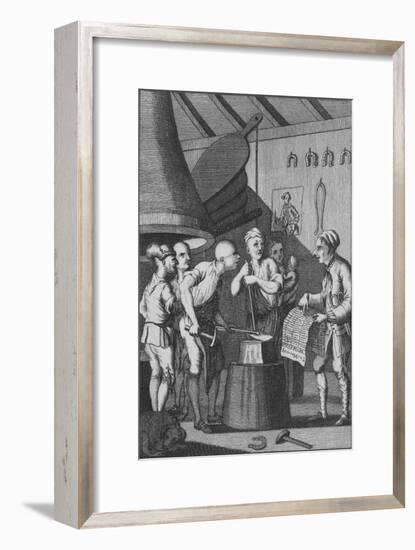 'The Blacksmith lets his Iron grow cold attending to the Taylor's News', 1772-Unknown-Framed Giclee Print