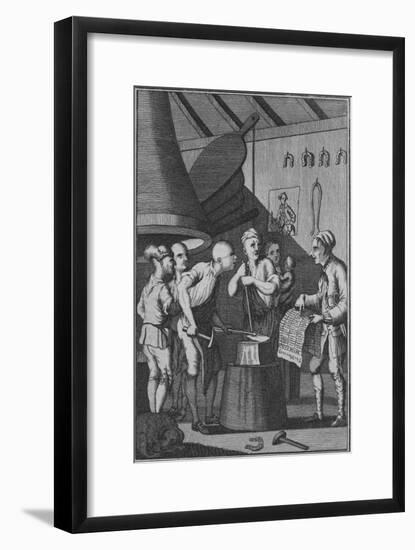 'The Blacksmith lets his Iron grow cold attending to the Taylor's News', 1772-Unknown-Framed Giclee Print