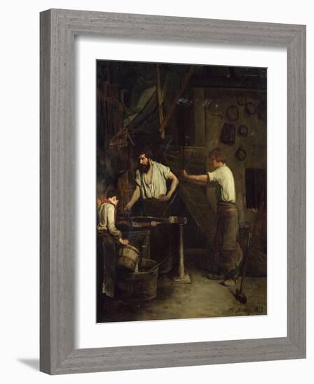 The Blacksmiths, Memory of Treport, 1857-Francois Bonvin-Framed Giclee Print