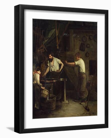 The Blacksmiths, Memory of Treport, 1857-Francois Bonvin-Framed Giclee Print