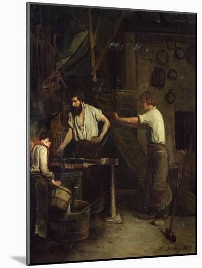 The Blacksmiths, Memory of Treport, 1857-Francois Bonvin-Mounted Giclee Print