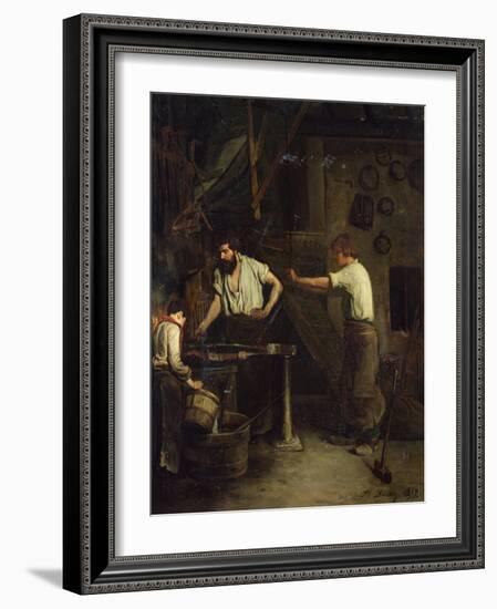 The Blacksmiths, Memory of Treport, 1857-Francois Bonvin-Framed Giclee Print