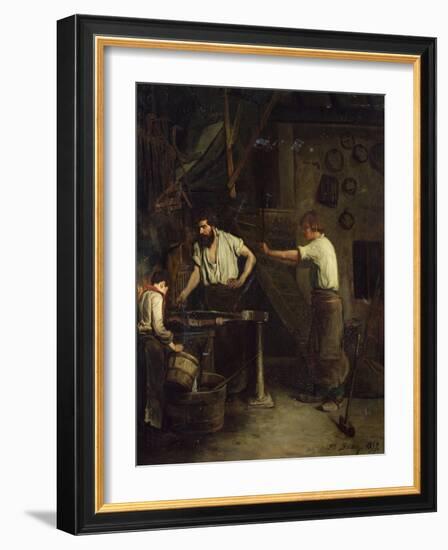 The Blacksmiths, Memory of Treport, 1857-Francois Bonvin-Framed Giclee Print