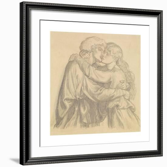 The Blessed Damozel - Study of Two Lovers Embracing-Dante Gabriel Rossetti-Framed Premium Giclee Print