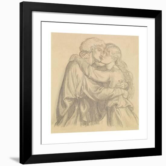 The Blessed Damozel - Study of Two Lovers Embracing-Dante Gabriel Rossetti-Framed Premium Giclee Print