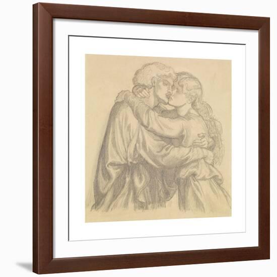 The Blessed Damozel - Study of Two Lovers Embracing-Dante Gabriel Rossetti-Framed Premium Giclee Print