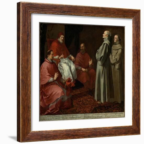 The Blessed Giles Before Pope Gregory IX, c.1645-1646-Bartolome Esteban Murillo-Framed Premium Giclee Print