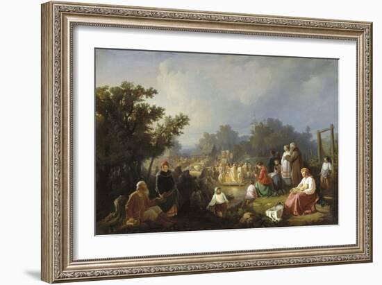 The Blessing of Waters in a Country Village, 1858-Ivan Petrovich Trutnew-Framed Giclee Print