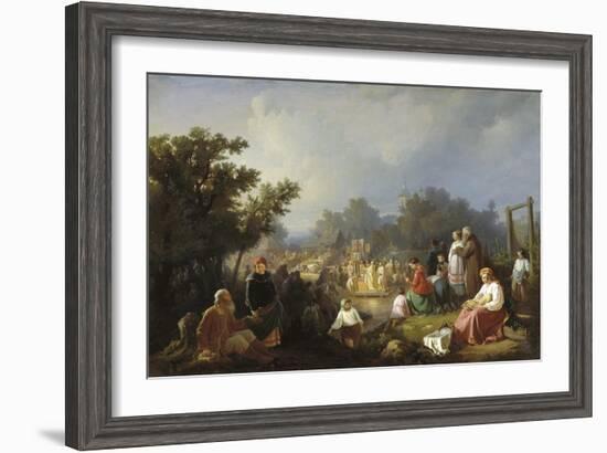 The Blessing of Waters in a Country Village, 1858-Ivan Petrovich Trutnew-Framed Giclee Print