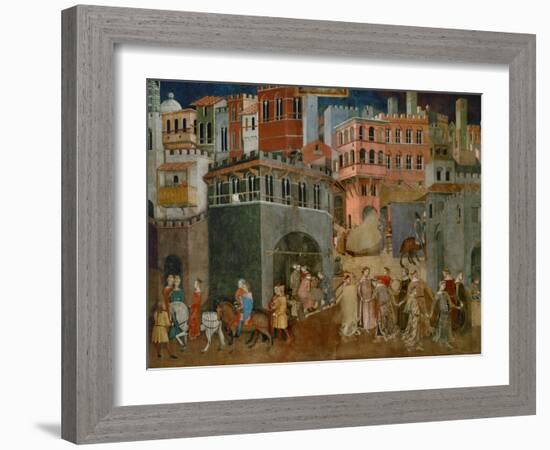 The Blessings of Good Government (Detail), Mural-Ambrogio Lorenzetti-Framed Giclee Print