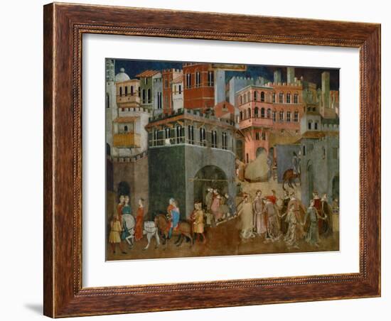 The Blessings of Good Government (Detail), Mural-Ambrogio Lorenzetti-Framed Giclee Print