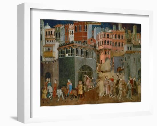 The Blessings of Good Government (Detail), Mural-Ambrogio Lorenzetti-Framed Giclee Print