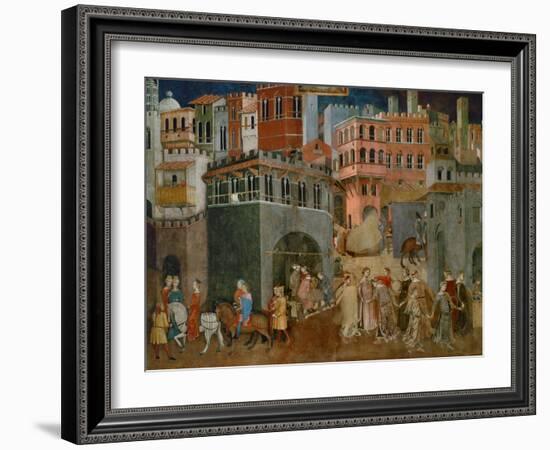 The Blessings of Good Government (Detail), Mural-Ambrogio Lorenzetti-Framed Giclee Print