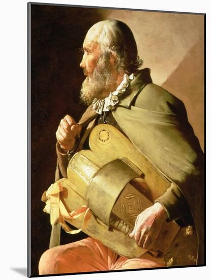 The Blind Hurdy Gurdy Player-Georges de la Tour-Mounted Giclee Print