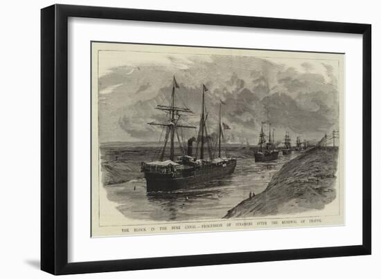 The Block in the Suez Canal, Procession of Steamers after the Renewal of Traffic-William Lionel Wyllie-Framed Giclee Print