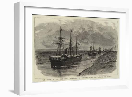 The Block in the Suez Canal, Procession of Steamers after the Renewal of Traffic-William Lionel Wyllie-Framed Giclee Print