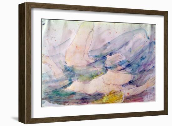 The Blonde Wave (Watercolour on Paper)-Auguste Rodin-Framed Giclee Print