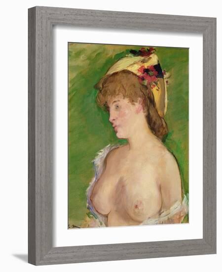 The Blonde with Bare Breasts, 1878-Edouard Manet-Framed Giclee Print