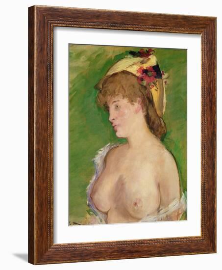 The Blonde with Bare Breasts, 1878-Edouard Manet-Framed Giclee Print