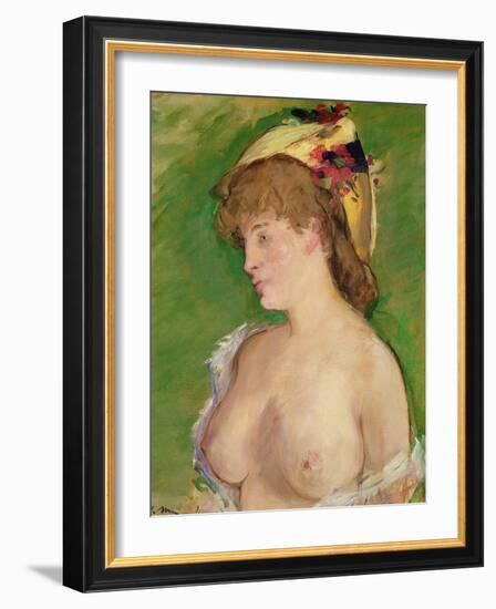 The Blonde with Bare Breasts, 1878-Edouard Manet-Framed Giclee Print