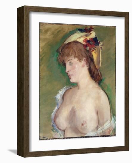 The Blonde with Topless - Oil on Canvas, 1878-Edouard Manet-Framed Giclee Print