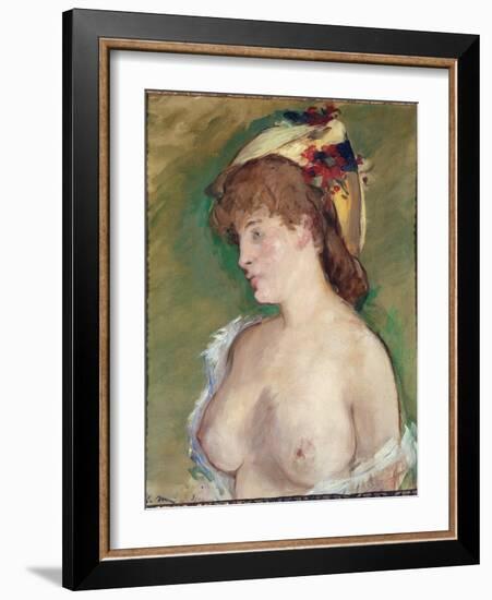 The Blonde with Topless - Oil on Canvas, 1878-Edouard Manet-Framed Giclee Print