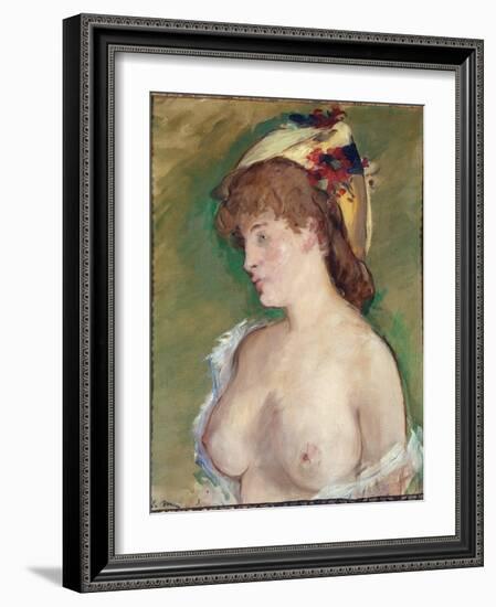 The Blonde with Topless - Oil on Canvas, 1878-Edouard Manet-Framed Giclee Print